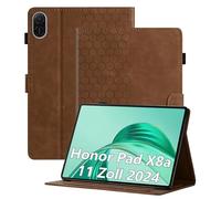 Cicili Case for Honor Pad X8a 11-inch 2024, Stand Hard Back PU Leather Cover 11" Honor Tablet X8a Embossed Flower Multi-Angle Stand with Auto Wake/Sleep, Brown