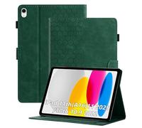 Cicili Case for iPad (A16) 11th Generation 11 Inch 2025/iPad 10th Generation 10.9 Inch 2022, Stand Hard Back PU Leather Cover Embossed Flower Multi-Angle Stand with Auto Wake/Sleep, Green