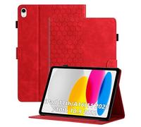 Cicili Case for iPad (A16) 11th Generation 11 Inch 2025/iPad 10th Generation 10.9 Inch 2022, Stand Hard Back PU Leather Cover Embossed Flower Multi-Angle Stand with Auto Wake/Sleep, Red
