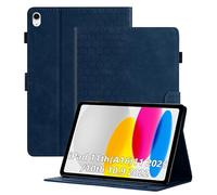 Cicili Case for iPad (A16) 11th Generation 11 Inch 2025/iPad 10th Generation 10.9 Inch 2022, Stand Hard Back PU Leather Cover Embossed Flower Multi-Angle Stand with Auto Wake/Sleep, Blue