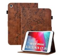 Cicili Case for iPad Mini 5 Generation 2019/ Mini 4 3 2 1, Stand Hard Back PU Leather Cover Embossed Flower Multi-Angle Stand with Auto Wake/Sleep, Brown