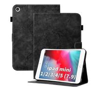 Cicili Case for iPad Mini 5 Generation 2019/ Mini 4 3 2 1, Stand Hard Back PU Leather Cover Embossed Flower Multi-Angle Stand with Auto Wake/Sleep, Black