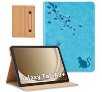 Cicili Case for Samsung Galaxy Tab A9+/ A9 Plus 11 Inch 2023 Tablet, Folio Flip Multi PU Leather Exclusive Butterfly Whimsical Cat Stand Cover with Hand Strap SM-X210/ X215/ X216/ X218 - Light blue