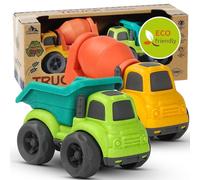 Cicili Truck Toys for 1-3 Year Old Boys, Toddler Toys 2-Pack Dumper & Mixer Construction Vehicles Sand & Beach, Carrier Set for Kids Birthday Gifts, Green
