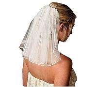 CICILIAYA Bridal Veil Pearl Veils Wedding Vails Women's White Ivory Short Veils with Comb for Brides Shower Hen Party Chucky Costume Dress Up Gift Prom Halloween Girls First Communion (White)