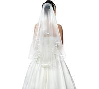 CICILIAYA Bridal Veil Wedding Vails Women's Simple White Ivory Tulle Short Veils Ribbon Edge for Brides Shower Bachelorette Hen Party Costume Dress Up Gift Prom Girls First Communion (Light Ivory)