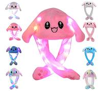CICILIAYA Funny Plush Bunny Hat Ear Moving Jumping Rabbit Cute Animal Flap Cap Unisex for Women Girls Children Party Holiday Halloween Easter Christmas Birthday Dressup Cosplay Costume Gift (Pink 2)