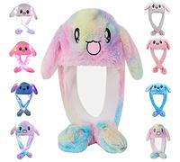 CICILIAYA Funny Plush Bunny Hat Ear Moving Jumping Rabbit Cute Animal Flap Cap Unisex for Women Girls Children Party Holiday Halloween Easter Christmas Birthday Dressup Cosplay Costume Gift (Colorful)