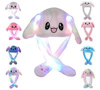 CICILIAYA Funny Plush Bunny Hat Ear Moving Jumping Rabbit Cute Animal Flap Cap Unisex for Women Girls Children Party Holiday Halloween Easter Christmas Birthday Dressup Cosplay Costume Gift (White 2)