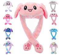 CICILIAYA Funny Plush Bunny Hat Ear Moving Jumping Rabbit Fun Cute Animal Flap Cap Unisex for Women Girls Children Party Holiday Halloween Easter Christmas Birthday Dressup Cosplay Costume Gift (Pink)