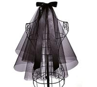 CICILIAYA Halloween Bridal Veil Wedding Vails Women's Simple Black Tulle Short Veils With Comb for Brides Shower Bachelorette Hen Party Costume Gift Prom Halloween Girls First Communion (Black)