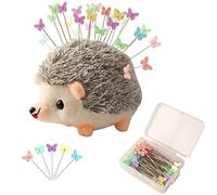 CICILIAYA Hedgehog Shape Pin Cushion, Cute Pincushions Sewing Kit Accessories Supplies Needle Cushions Holder with 100Pcs Colored Ball Heads Straight Fabric Pins for Jewelry Quilting DIY Crafts (Gray)
