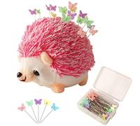 CICILIAYA Hedgehog Shape Pin Cushion, Cute Pincushions Sewing Kit Accessories Supplies Needle Cushions Holder with 100Pcs Colored Ball Heads Straight Fabric Pins for DIY Crafts (Pink)