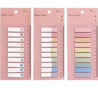 CICILIAYA Index Tabs with Ruler, 3 Pack 600 Pieces Sticky Note Marker, Writable and Repositionable File Flags Colored Page Markers Labels for Reading Notes, Notebook, Books, Classify Files (Color-A)
