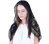 CICILIAYA Mantilla Veil - Black & White Chapel Veils for Church, Latin Mass, Girls' First Communion Gifts