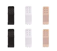 Cicilin Bra Extenders 2 Hook 3 Row Stretchy Bra Strap Extenders Buckle Hooks Bra Band for Women 6Pcs Underwear Extension Buckles (Black+White+Khaki)