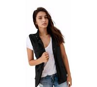 Cicilin Gilet for Women Waistcoats Sleeveless Cargo Vest Jacket Lightweight Outerwear Drawstring Jackets with Pockets black Size L