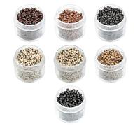 ciciment 1000Pcs Silicone Lined Micro Rings for Hair Extensions, 3.0mm Nano Beads for Pre Bonded or Feather Extensions, Tangle-Free and Lightweight Design (11# Light Brown)