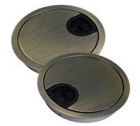 ciciment 2 Pack Metal Desk Cable Grommets 80mm, Round Cable Hole Covers for Computer Desk Wire Management, Office Table Cable Organiser (Antique Green Bronze)