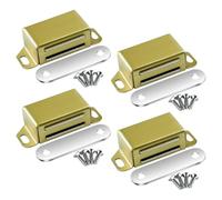 ciciment Magnetic Door Catch, Stainless Steel Cabinet Magnets for Kitchen Wardrobe Bathroom Cupboard Drawer Closures, Strong Magnet Latches for Small Cabinet Doors - Golden (4 PCS)