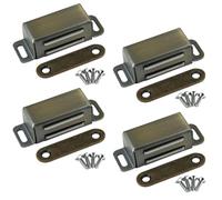 ciciment Magnetic Door Catch, Stainless Steel Cabinet Magnets for Kitchen Wardrobe Bathroom Cupboard Drawer Closures, Strong Magnet Latches for Small Cabinet Doors - Bronze (4 PCS)