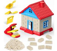 CICIPLAY Play Sand Set, 1.7 lbs Moldable Sensory Sand, Building Molds, Brick Press and 3 Tools, Sensory Building Toys Birthday Gifts for Kids Boys and Girls Age 3+ (House)