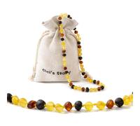 Cici's Story Amber Beads Necklace(Unisex)(Multicolor Raw) - 35cm Long - Authentic Certified Baltic Amber Beads