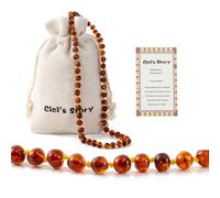 Cici's Story Baltic Amber Necklace(Unisex)(Cognac) - 28cm Long - 100% Natural & Handmade Amber Beads Jewelry