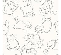 CiCiwind Peel and Stick Wallpaper Beige Wallpaper 44CM×3M Self Adhesive Vinyl Wrap Waterproof Beige Grey Cats Sticky Back Plastic Removable Wall Furniture Covering Vinyl Film