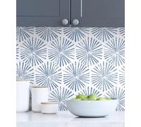 CiCiwind Peel and Stick Wallpaper Geometric 44CM×10M Thicken Self Adhesive Film Blue Firework Contact Paper Waterproof Sticky Back Plastic Removable Vinyl Wrap for Cabinet Wall Blue and White