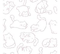 CiCiwind Peel and Stick Wallpaper White Wallpaper 44×500CM Waterproof Self Adhesive Vinyl Removable Sticky Back Plastic Pink Cats Stick on Wall Paper for Wall Furniture