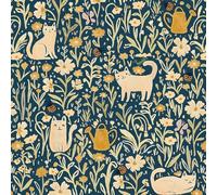CiCiwind Self Adhesive Wallpaper 41CM ×10M Blue Floral Contact Paper Thicken Peel and Stick Wallpaper Navy Yellow Flower Animals Vinyl Wrap Waterproof Stick on Wallpaper for Wall Furniture
