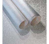 CiCiwind Self Adhesive Wallpaper Glitter Silver Contact Paper Wallpaper 44cm×10m Peel and Stick Wallpaper Sticky Back Plastic Removable Vinyl Wrap for Cabinet Furniture Countertop DIY Decor
