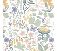 CiCiwind Self Adhesive Wallpaper White Floral Vinyl Wrap 41cm×3m Waterproof Peel and Stick Wallpaper Green Yellow Flowers Leaves Contact Paper Thicken Stick on Wallpaper for Wall Cabinets Decor