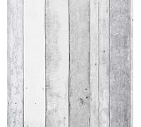 CiCiwind Wood Effect Wallpaper Self Adhesive Contact Paper Grey White Wood Plank 44cm×300cm Rustic Peel and Stick Vinyl Wrap Removable Sticky Back Plastic Wall Cabinet Countertop Furniture Stickers