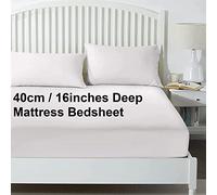 CICK King Sized Fitted Bedsheets 16"/ (40cm Deep) With 2 Pack Pillowcases - Breathable Cotton 300 Thread Count Extra Deep Fitted Sheet Bed For Home & Hotel (King, 40cm Deep)