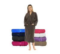 CICK Towelling Bath Robe Premium Quality Bathrobes for Women Highly Absorbent 100% Cotton Shawl Design for Men & Women for Loungewear Charcoal SM