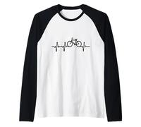 Ciclismo Bicicleta Línea de frecuencia de pulso cardíaca Raglan Baseball Tee