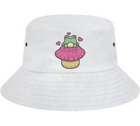 Ciclos Cute Cartoon Frog Mushroom Bucket Hat Unisex Fisherman Hat Summer Beach Sun Hat Gift for Girl Boy Outdoor Packable Travel Cap