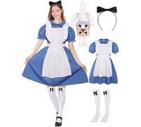 CICOCI Adult Halloween Costume Womens Fairy Tales Charactor Blue Dress Cosplay Full Set