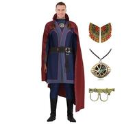 CICOCI Kids/Mens Strange Costume Cosplay Dr Cape Jumpsuit Ring Props with Magic Power Necklace, Red, Size 190 for Height 75-79"