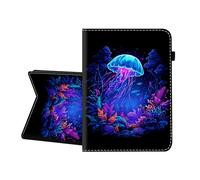 CICPLKSE Case for iPad (A16) 11th Generation 11-inch 2025, iPad 10th Generation 10.9-inch 2022,Premium PU Leather Cover with Auto Sleep Wake,Neon Jellyfish Underwater