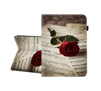 CICPLKSE Case for iPad (A16) 11th Generation 11-inch 2025, iPad 10th Generation 10.9-inch 2022,Premium PU Leather Cover with Auto Sleep Wake,Red Rose on Music Notes