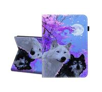 CICPLKSE Case for iPad Pro 11 Inch M5 2025/M4 2024 (Model: A3357/A3358/A3359/A2836/A2837/A3006),Premium PU Leather Cover with Auto Sleep Wake,Black and White Wolves