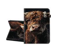 CICPLKSE Case for Samsung Galaxy Tab S10 Lite/ S10 FE/ S9 FE 10.9 Inch/ S9 11 Inch,Premium PU Leather Cover with Auto Sleep Wake,Highland Cow with Daisies