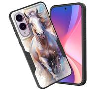 CICPLKSE for Galaxy S25 Edge Case,Dual Layer Heavy Duty Hybrid Shockproof Hard PC Soft Silicone TPU Bumper Protective Cover Case for Samsung Galaxy S25 Edge 2025,Watercolor Horse