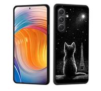 CICPLKSE for Galaxy S26 Plus Case,Soft Silicone Rubber Bumper Full Body Protection Shockproof Cover Case Drop Protection for Samsung Galaxy S26 Plus 6.7" 2026,Cat Watching Stars by Tower