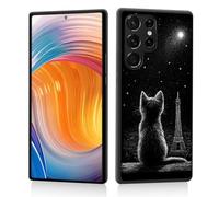 CICPLKSE for Galaxy S26 Ultra Case,Soft Silicone Rubber Bumper Full Body Protection Shockproof Cover Case Drop Protection for Samsung Galaxy S26 Ultra 6.9" 2026,Cat Watching Stars by Tower