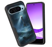 CICPLKSE for Pixel 11 Pro XL Case,Dual Layer Heavy Duty Hybrid Shockproof Hard PC Soft Silicone TPU Bumper Protective Cover Case for Google Pixel 11 Pro XL 6.8 inch 2026,Stormy Lighthouse at Sea