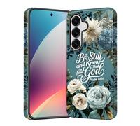 CICPLKSE for Samsung Galaxy A27 5G Case, Shockproof Dual Layer Soft TPU + Hard PC Protective Cover, Raised Camera & Screen, Glossy Slim Grip for Women Girls,Be Still Floral Bible Verse